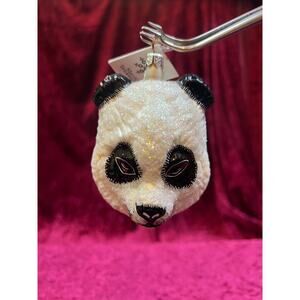 Vintage Christmas Handblown Glass Ornament Mini Panda Slavic Treasures Poland